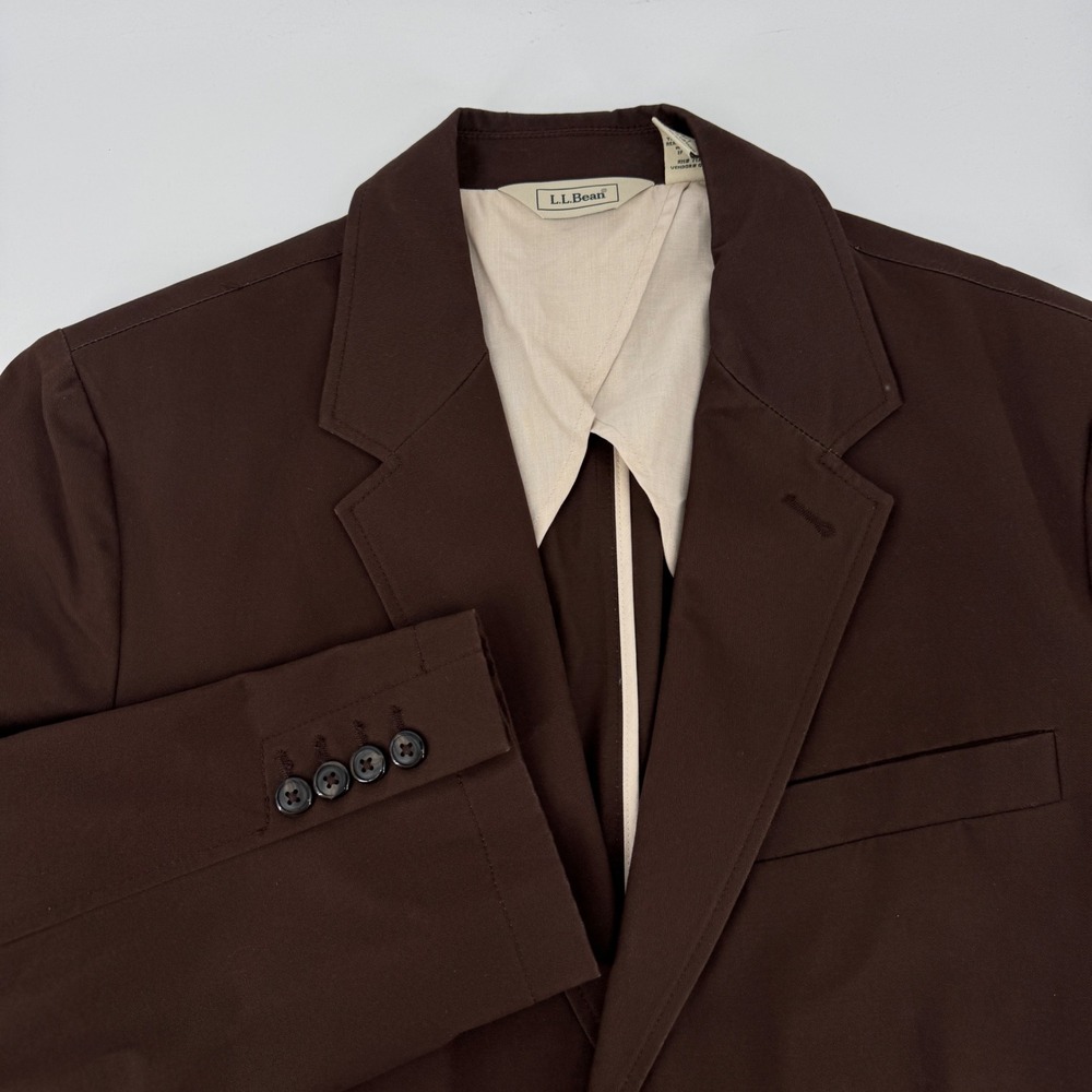 LL Bean Mens Brown Cotton Twill 2 Button Blazer Sport Coat Jacket Size 38 Reg
